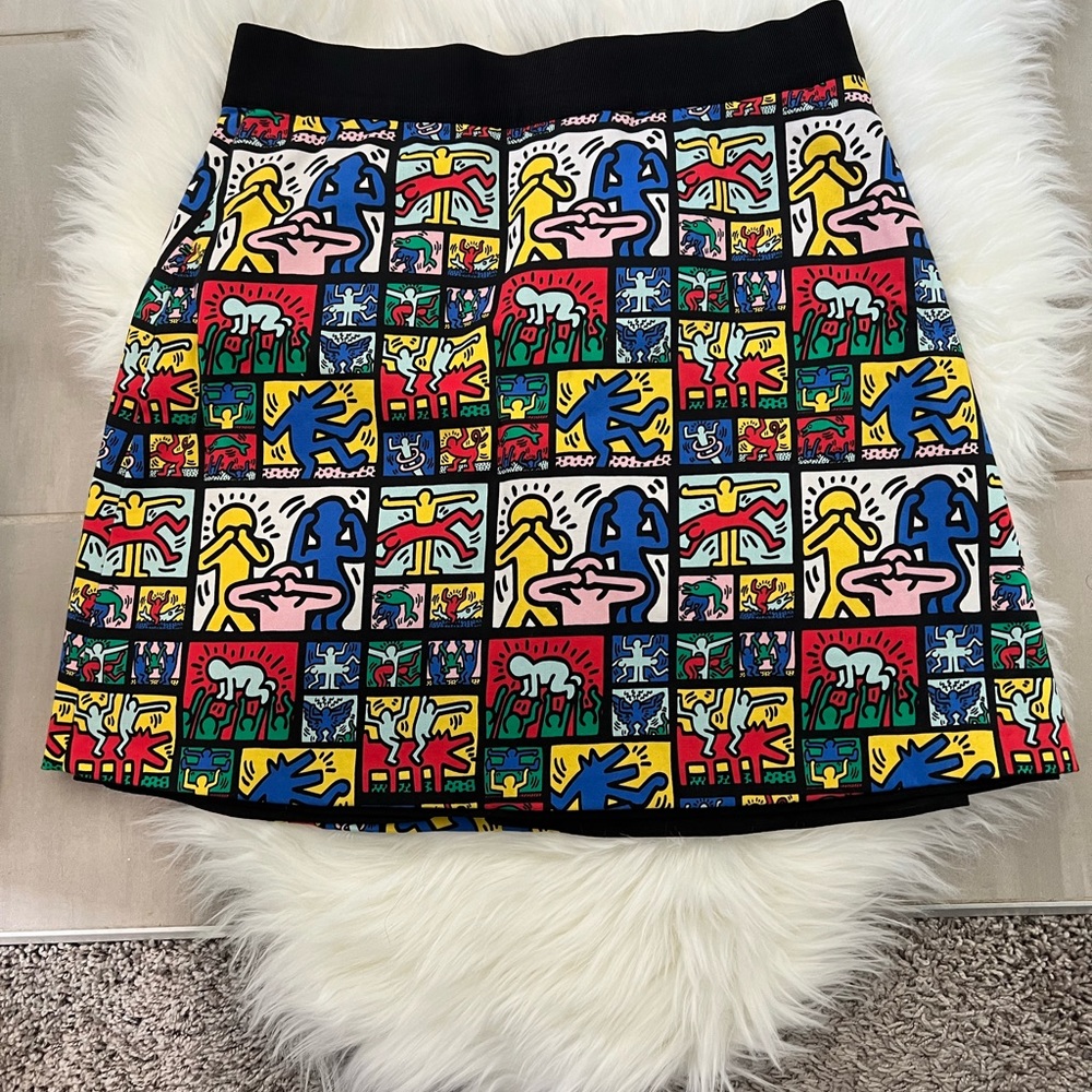 ALICE + OLIVIA X KEITH HARING RILEY A-LINE MINI SKIRT